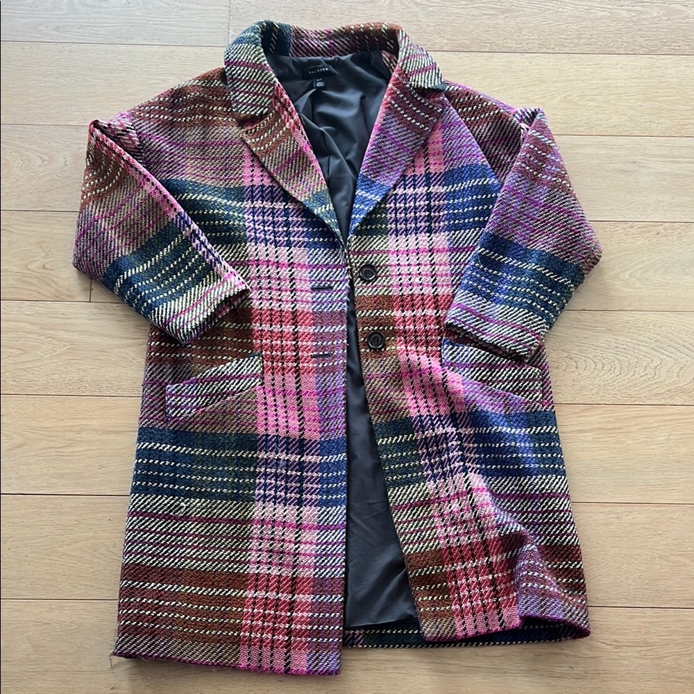 Halogen tweed Multicolor Plaid Coat women’s size medium/large